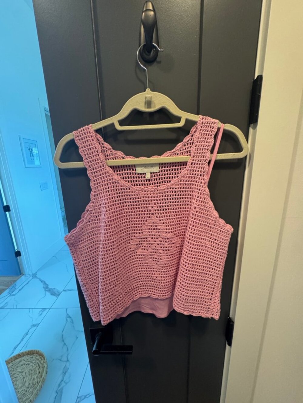 Cleobella Pink Crochet Knit Tank Top - M